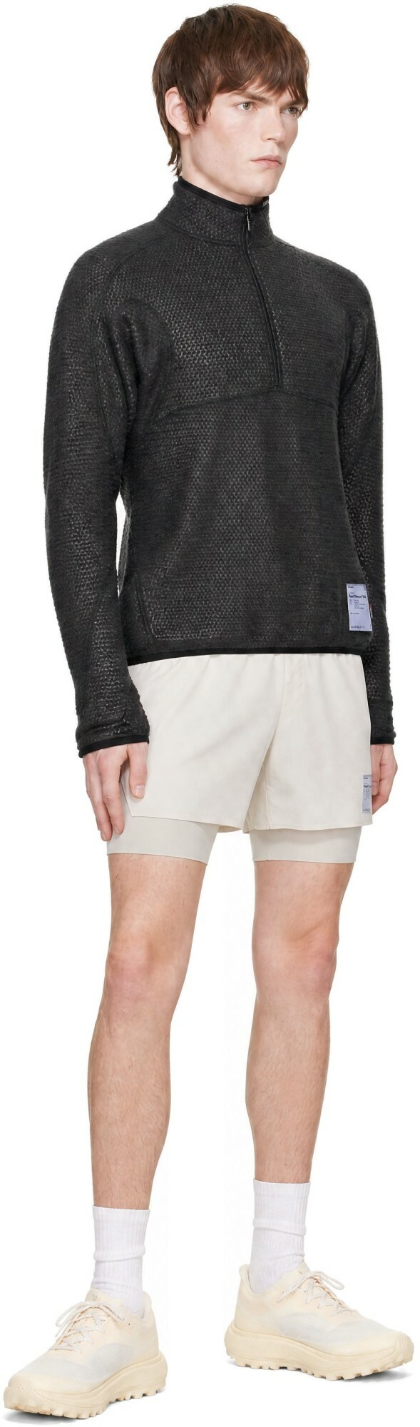 Satisfy Gray FuzzFleece AD Half-Zip Sweater