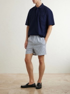 SAINT LAURENT - Wide-Leg Striped Cotton-Poplin Shorts - Blue