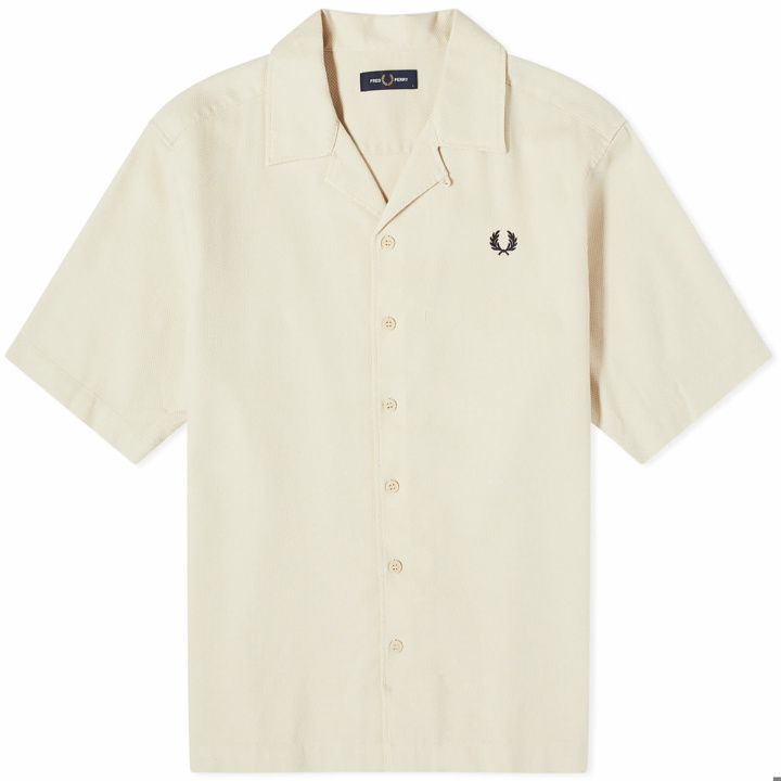 Photo: Fred Perry Men's Pique Short Sleeve Vacation Shirt in Oatmeal