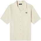 Fred Perry Men's Pique Short Sleeve Vacation Shirt in Oatmeal