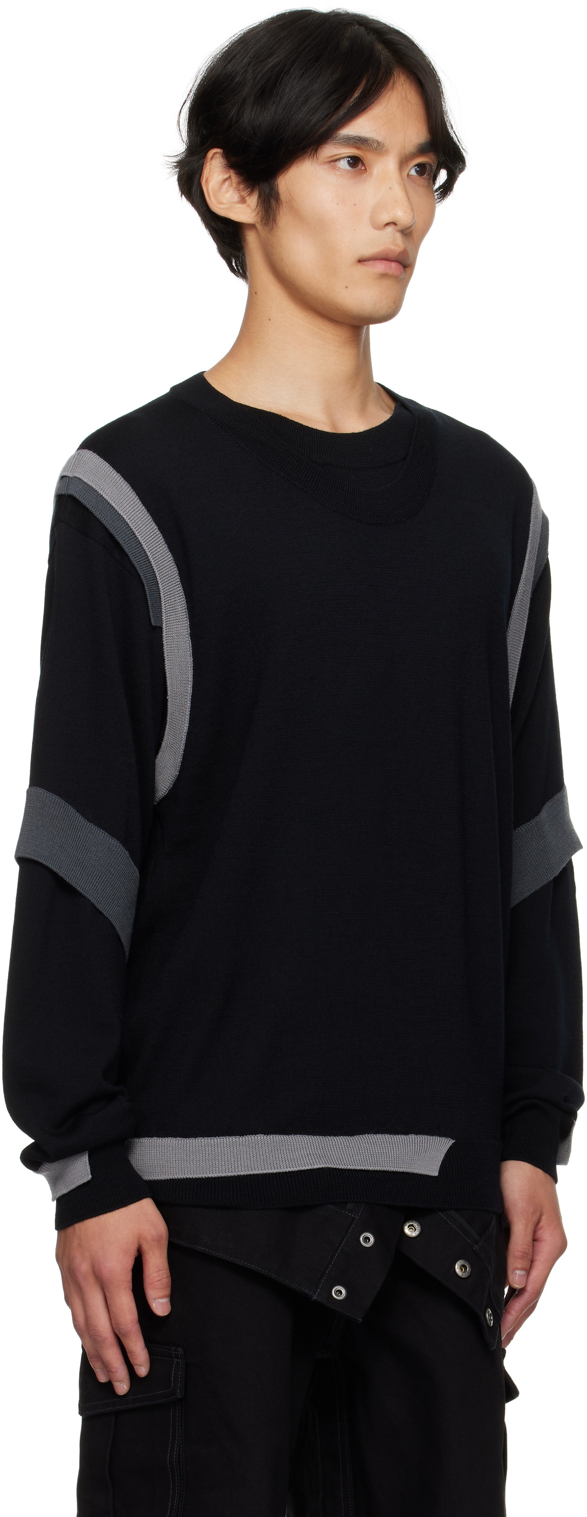 Andersson Bell Black Layered Crewneck Sweater