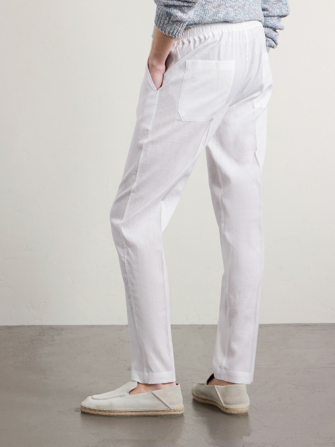 FEDELI - Bonifacio Straight-Leg Linen Drawstring Trousers - White