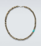 Ileana Makri 9kt white gold beaded necklace with quartzes and turquoises