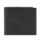 Valentino Men's Embossed Logo Billfold Wallet in Black/Deep Antique Gold