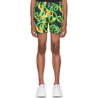 SSS World Corp Black and Green Fire Dollar Shorts