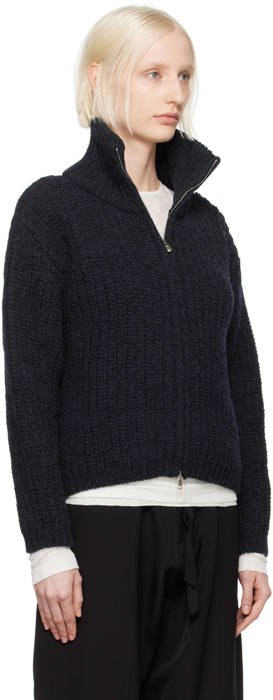 BITE Navy Chunky Heritage Wool Zip Sweater