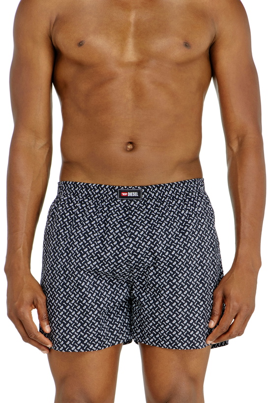 Photo: Diesel Three-pack cotton boxers solid and all-over DSL print - Boxer briefs Mens in Blue