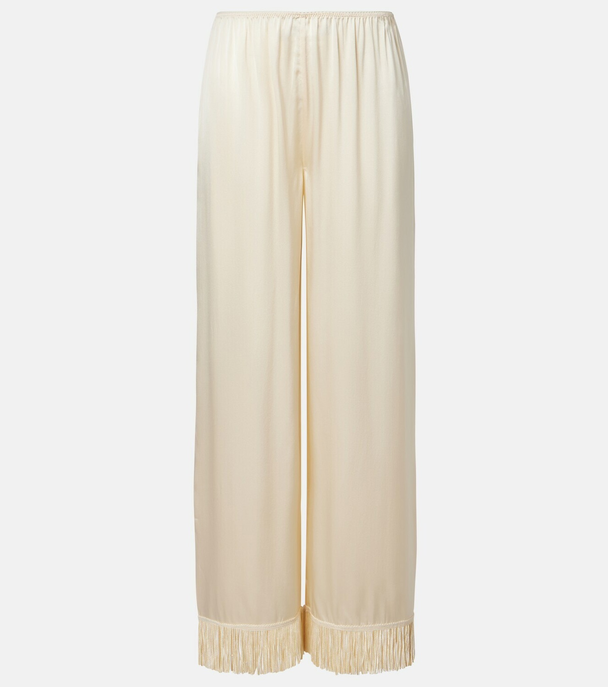 Dôen Lavon fringed silk satin wide-leg pants