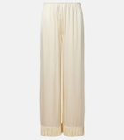 Dôen Lavon fringed silk satin wide-leg pants