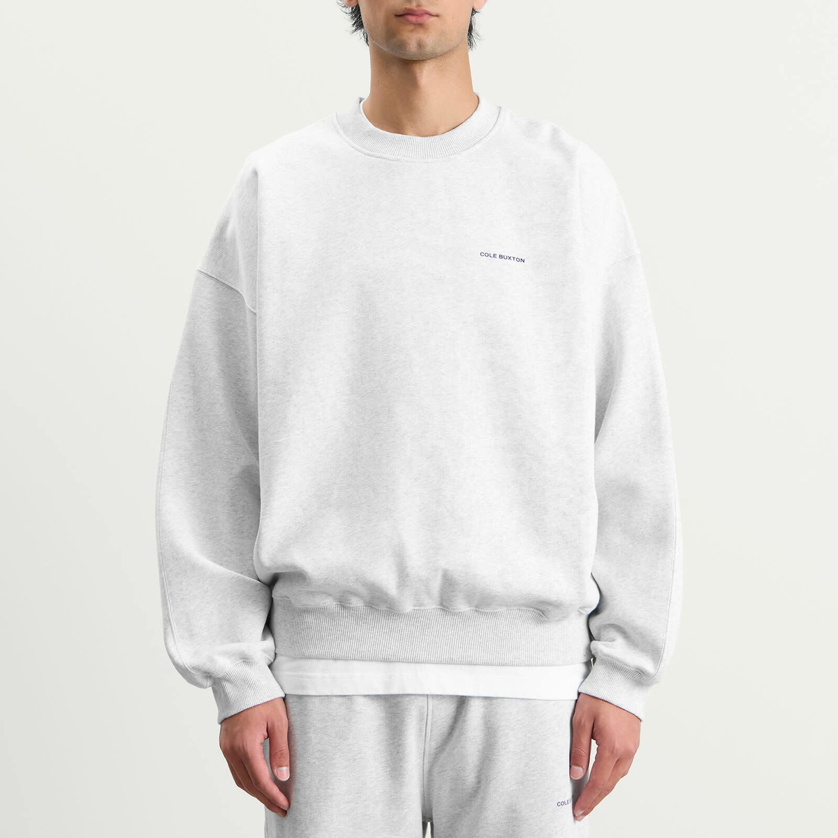Cole Buxton Men's Mini Logo Sweatshirt in Light Grey Marl