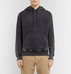 AMI - Acid-Wash Fleeceback Cotton-Jersey Hoodie - Black