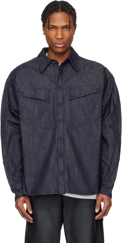 Photo: Mugler Navy Oversized Raw Denim Shirt