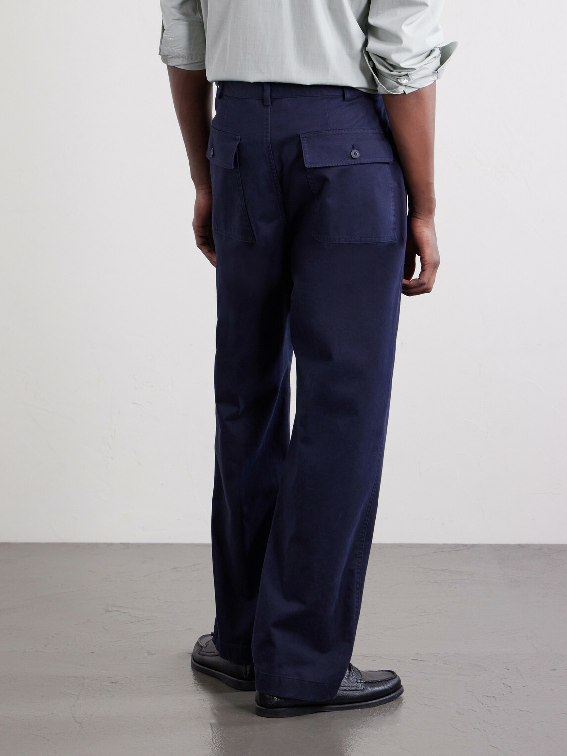 Ralph Lauren Purple label - Straight-Leg Cotton-Blend Twill Trousers - Blue