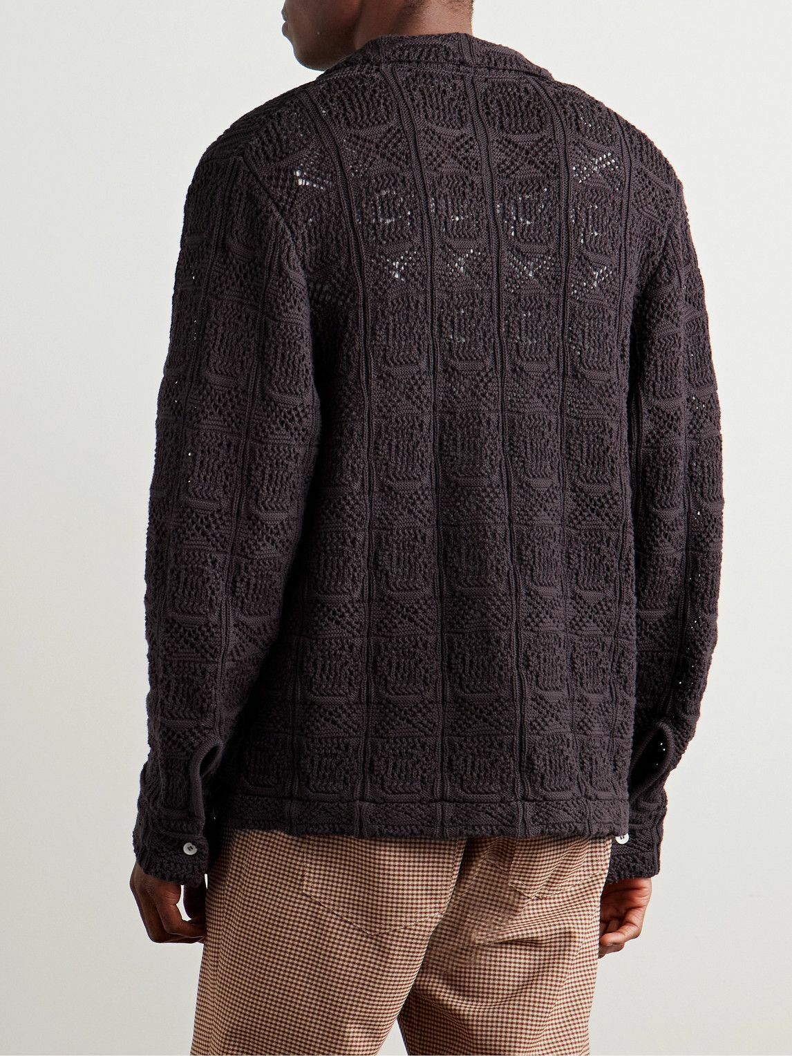 Séfr - Myles Pointelle-Knit Cotton-Blend Cardigan - Brown
