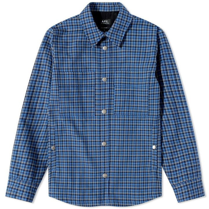 Photo: A.P.C. Men's Tibo Check Shirt Jacket in Dark Navy