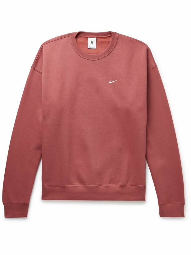 Photo: Nike - Solo Swoosh Logo-Embroidered Cotton-Blend Jersey Sweatshirt - Red