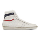 Saint Laurent White and Navy Court Classic SL/10 Sneakers