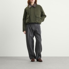 Auralee Women's Flannel Padded Short Jacket in Dark Olive