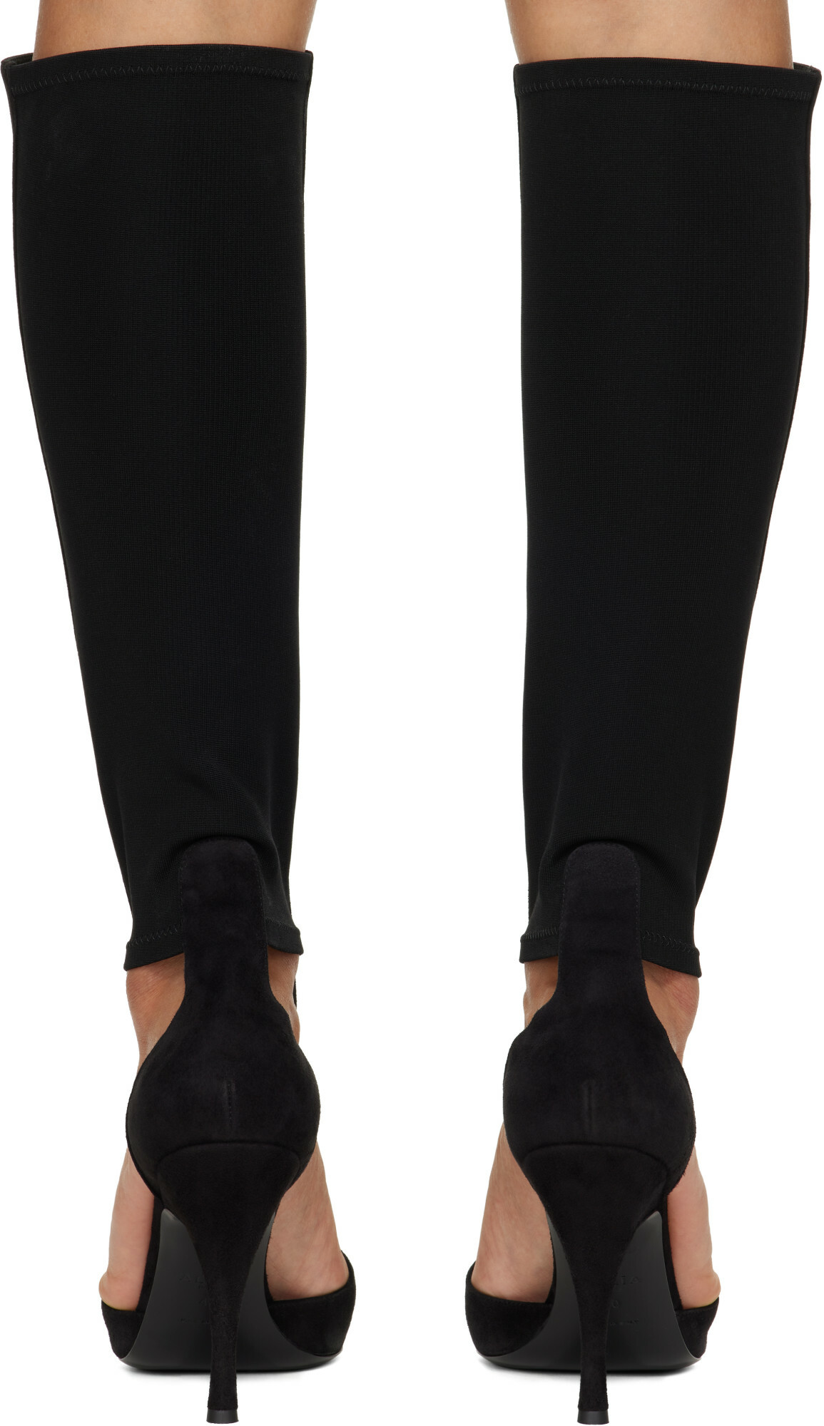 ALAÏA Black Suede Cut Out Knee Boots