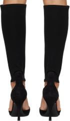 ALAÏA Black Suede Cut Out Knee Boots