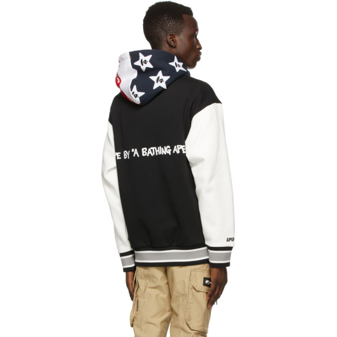 AAPE by A Bathing Ape Black Hooded Logo Bomber Jacket AAPE by A