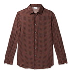 Brioni - Printed Silk-Twill Shirt - Brown