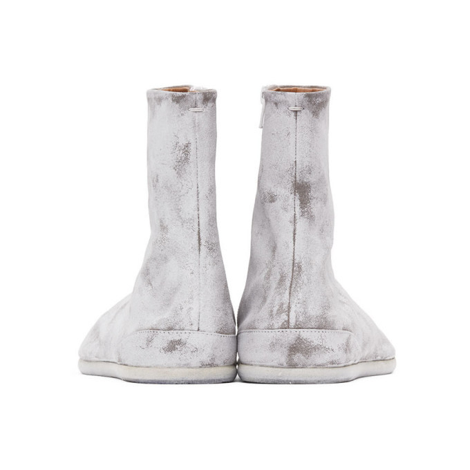 Maison Margiela White Painted Flat Tabi Boots Maison Margiela