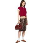 Versace Brown Printed Silk Twill Pencil MIdi Skirt