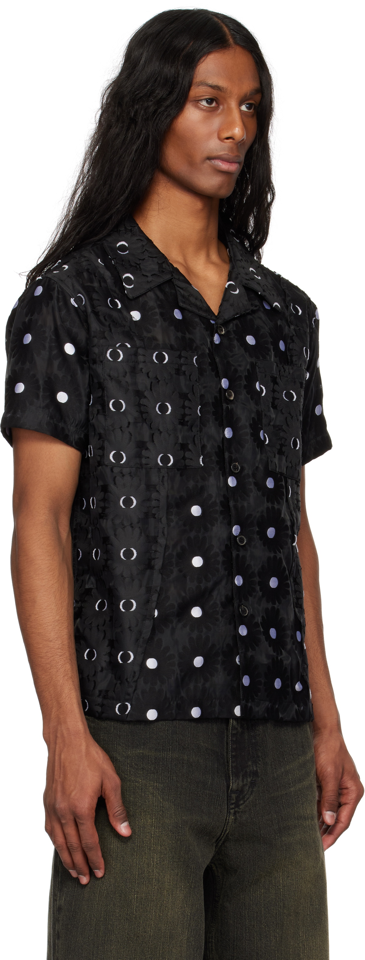 Andersson Bell Black Half Sheer Flower Shirt Andersson Bell