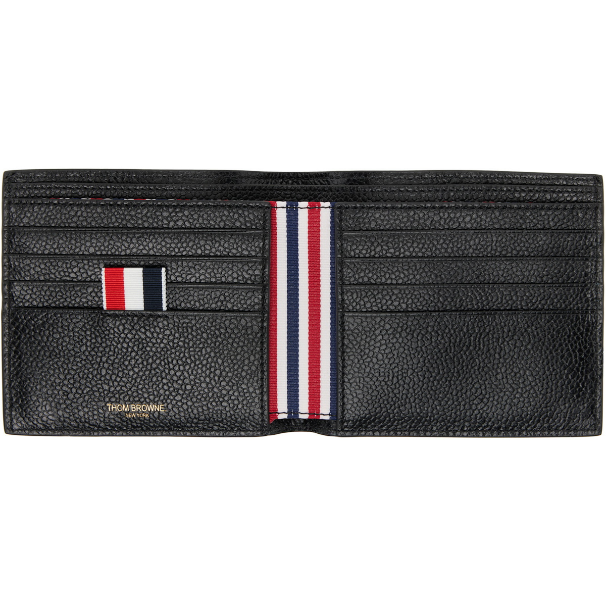 Thom Browne Black Pebble Grain Leather Billfold Wallet