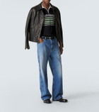 Dolce&Gabbana Embroidered striped silk and cotton polo shirt