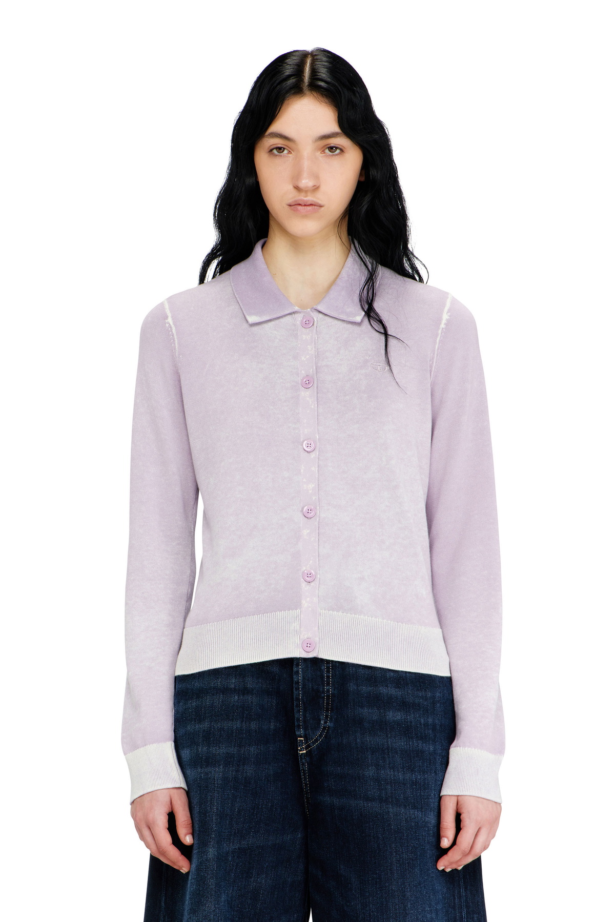 Diesel Cardigan with faded reverse print - Knitwear Womens in Violet