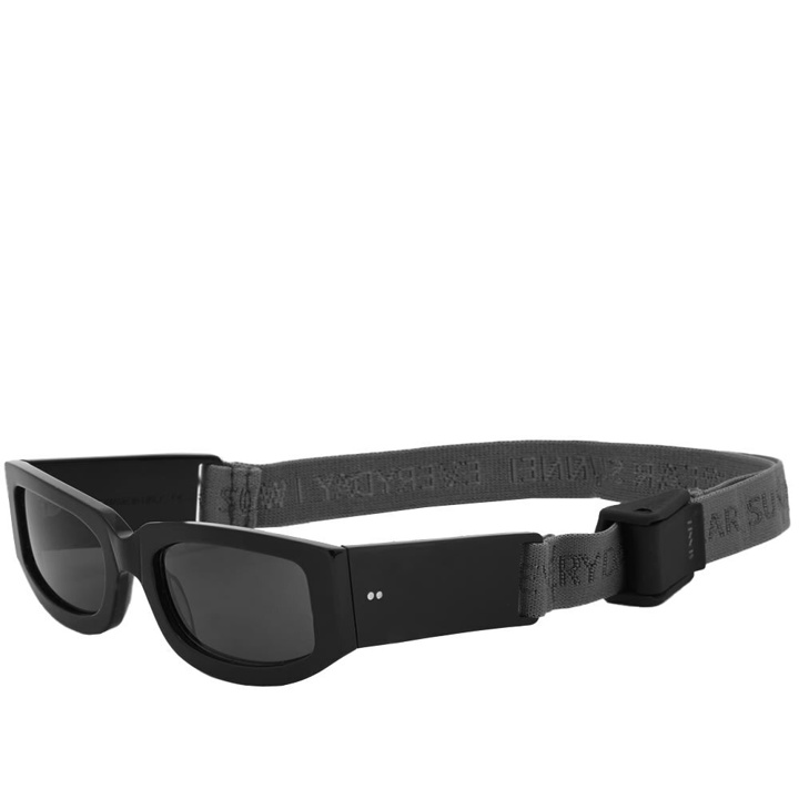 Photo: Sunnei Women's Sunglasses With Rubber Logo Band in Black