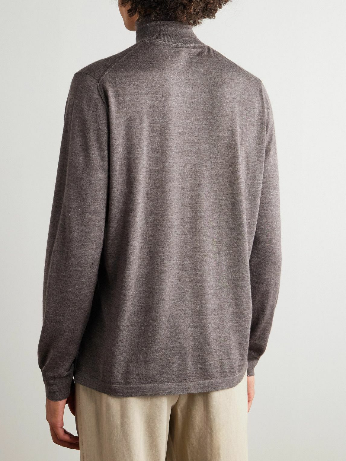 Thom Sweeney - Cashmere and Silk-Blend Rollneck Sweater - Brown