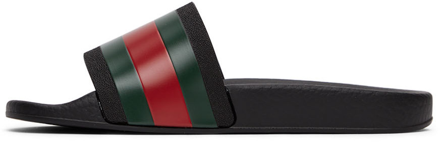 Gucci Kids Black Rubber Web Slides