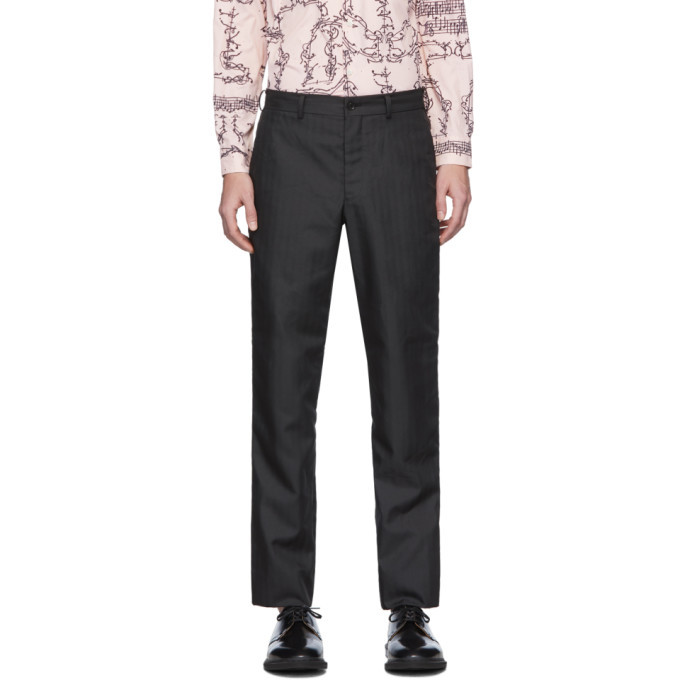 Photo: Comme des Garcons Homme Deux Black Herringbone Textured Trousers