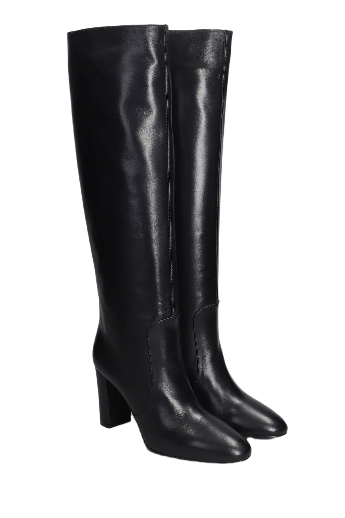 Via Roma 15 High Heels Boots In Black Leather
