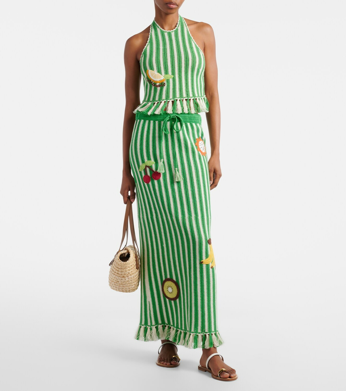 Alémais Sundae crochet embroidered cotton maxi skirt