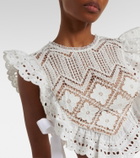 Self-Portrait Crochet ruffled crop top