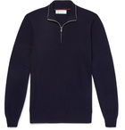 Brunello Cucinelli - Contrast-Tipped Cashmere Half-Zip Sweater - Blue