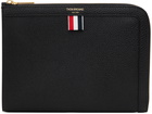 Thom Browne Black Pebble Grain Mini Gusset Pouch