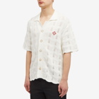 Casablanca Men's Wave Knit Short Sleeve Shirt in White