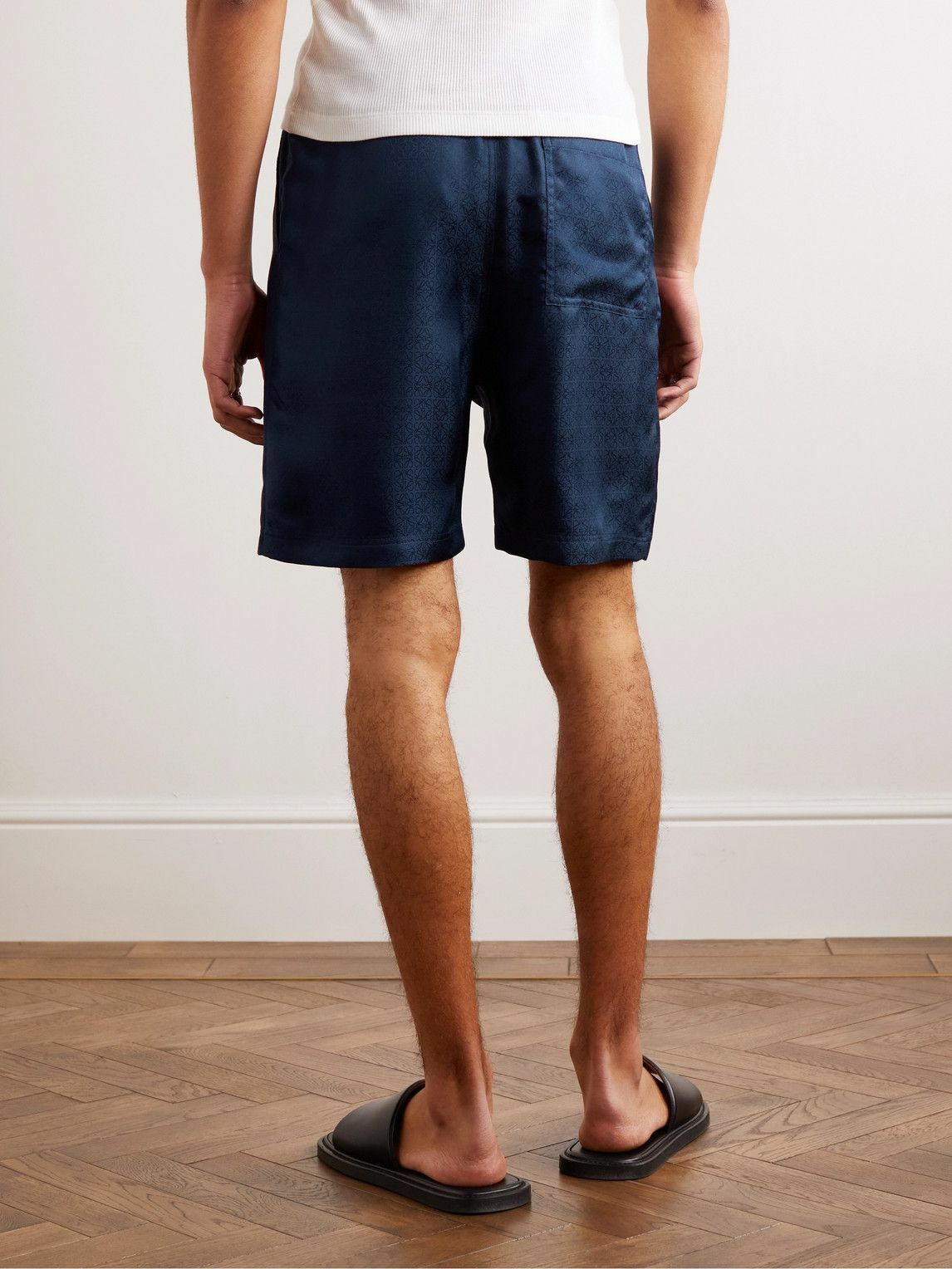 Loewe - Anagram Straight-Leg Silk-Jacquard Drawstring Shorts
