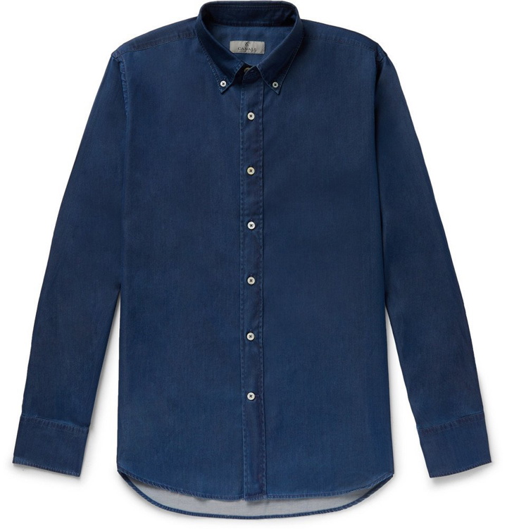 Photo: Canali - Button-Down Collar Cotton-Chambray Shirt - Men - Blue