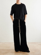 Rick Owens - Bela Wide-Leg Drawstring Velour Trousers - Black