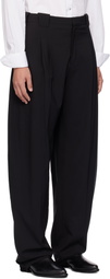 Mugler Black Pleated Wide Leg Trousers