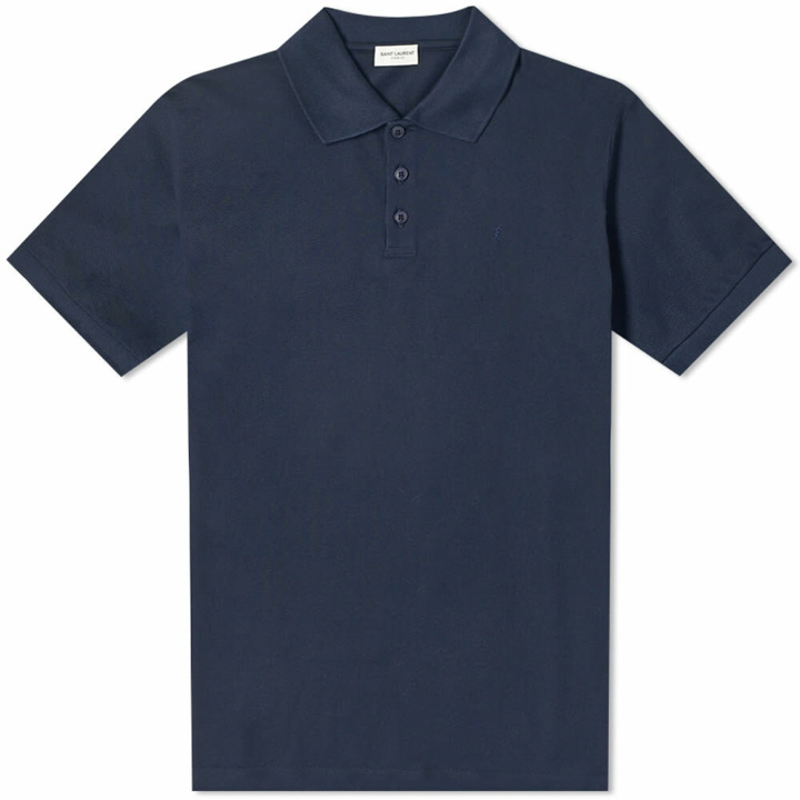 Photo: Saint Laurent Men's Classic YSL Polo Shirt in Navy