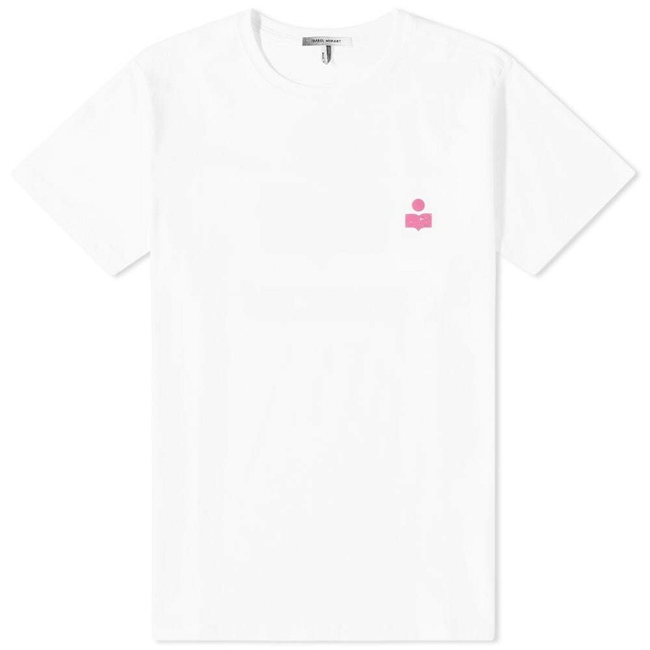 Photo: Isabel Marant Men's Zafferh Small Logo T-Shirt in White/Pink