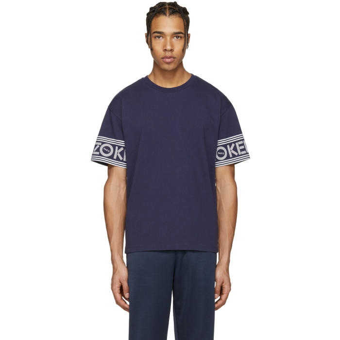 Photo: Kenzo Navy Logo Sleeves T-Shirt