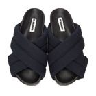 Jil Sander Black and Navy Criss Cross Sandals